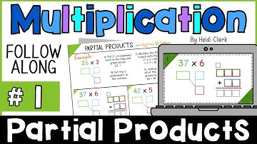 Partial Products multiplication lesson, how to do Partial Products for 2 x 1 digit multiplication Q1