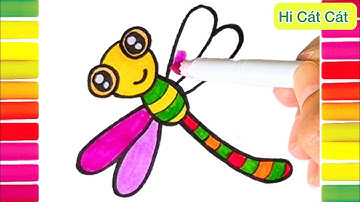 Vẽ con chuồn chuồn , vẽ và tô màu con chuồn chuồn , Draw a dragonfly , draw and color a dragonfly
