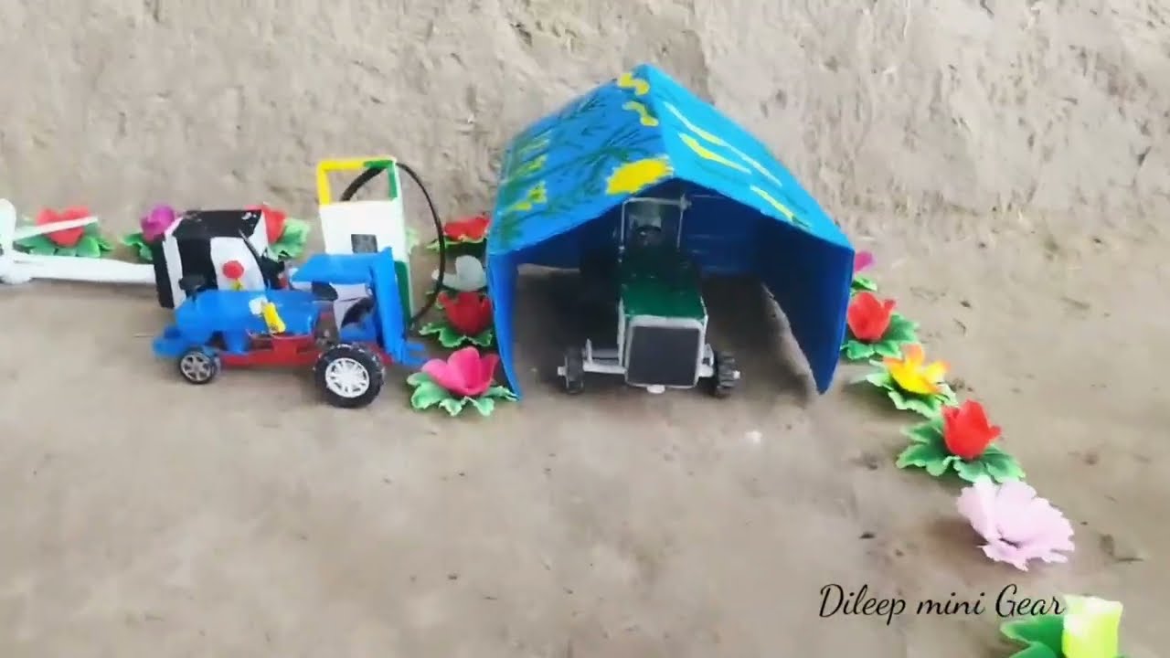 how to make mini concrete pillars Diy tractor machine video (