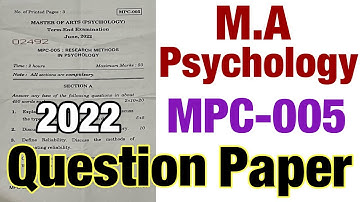 MA Psychology question paper 2022 |MPC-005 question paper #mapsychology #ignou #ignou_question_paper
