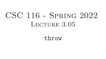 C++ Programming (Spring 2022) - Lecture 3.05 - throw