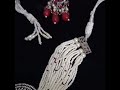 Zarish Pearl Ruby Stoned Beads - Necklace, Earrings
