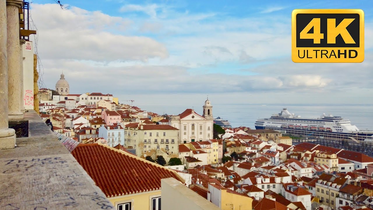Afternoon walk around Castelo de S. Jorge in Lisbon - (4K) HDR (Portugal)