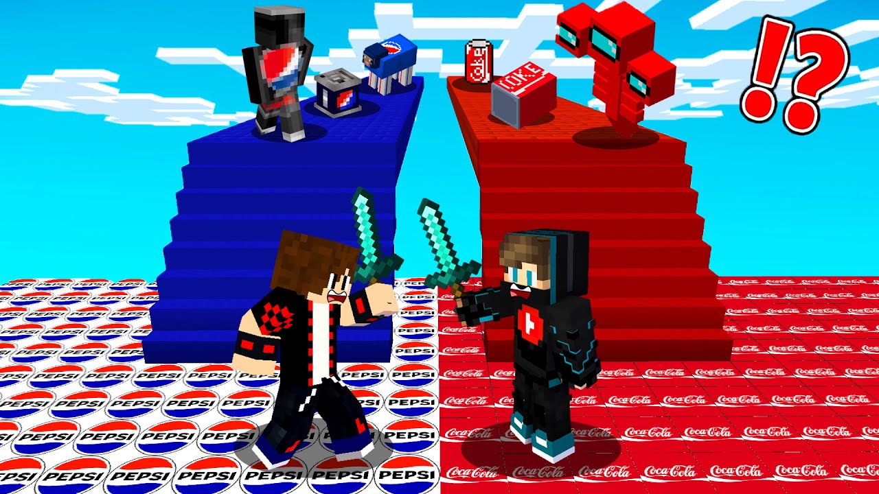 ماين كرافت : حرب طريق المشروبات الحظ ولكن الببسي ضد الكوكا كولا !!؟ 🔥😱