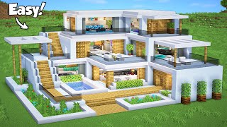 Minecraft: How to Build a Modern House Tutorial (Easy) #46  Interior in Description!