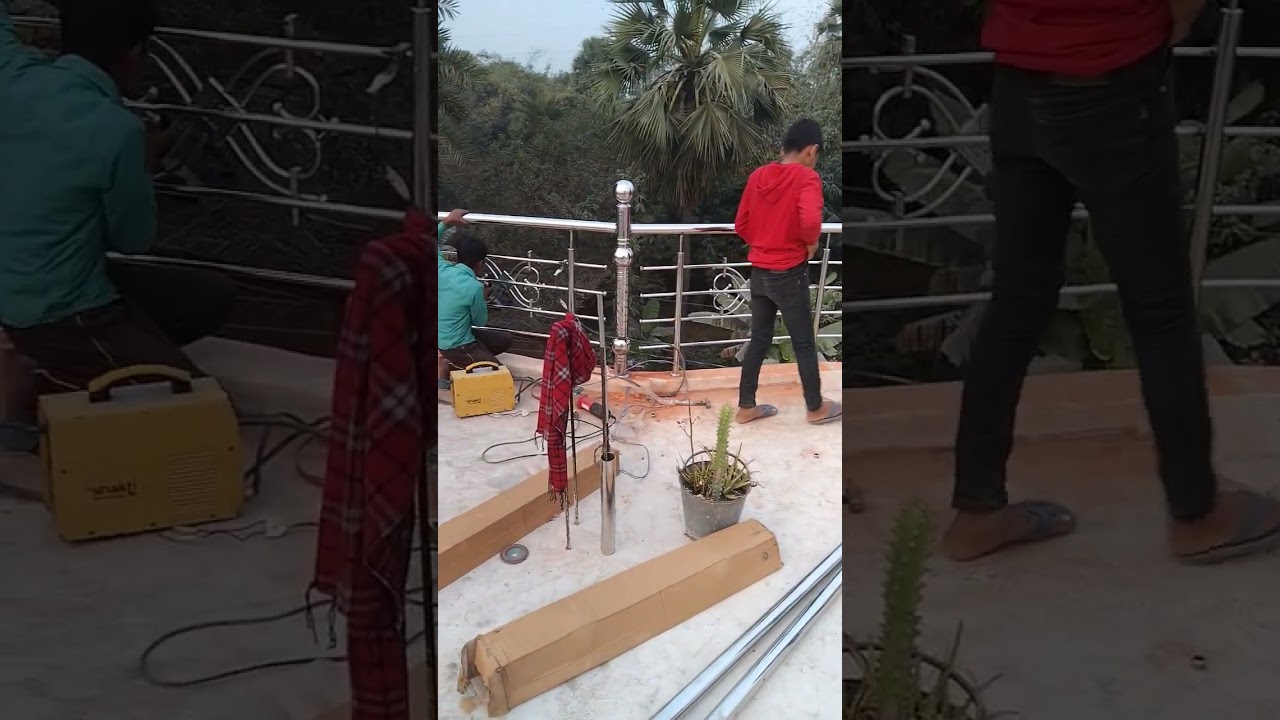 chhat ka round steel railing mein butterfly design bahar se kaise set Karen 