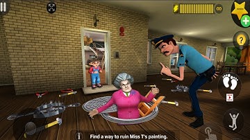 Scary Teacher 3D - with nick and tani troll Miss T fell face down  part 5174 #scaryteacher3d