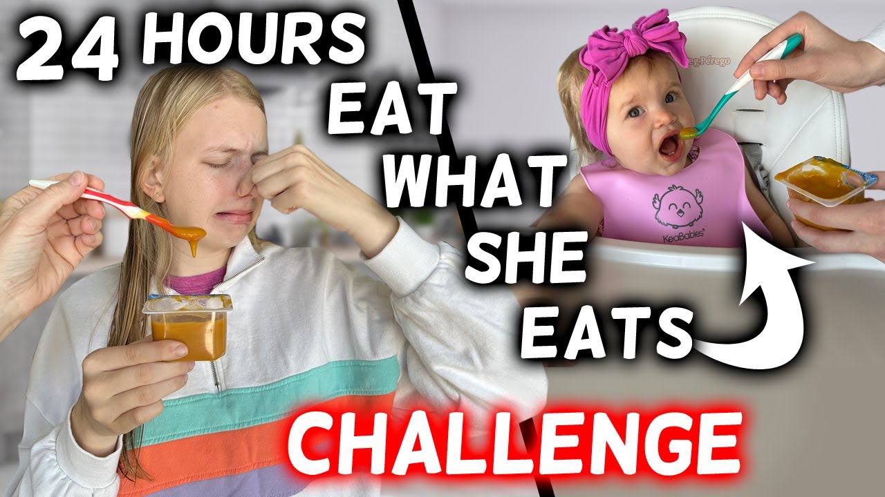 24 Hours Eating ONLY What My Baby Sister Eats