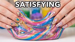 Rainbow Clay & Glossy Slime Mixing ASMR ✨ Satisfying Color Fusion, Soft #slime #rainbowslime #asmr