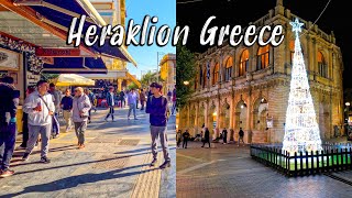 Heraklion Crete, Greece, Christmas vibes🎄vibrant highlights of Iraklio in 4k