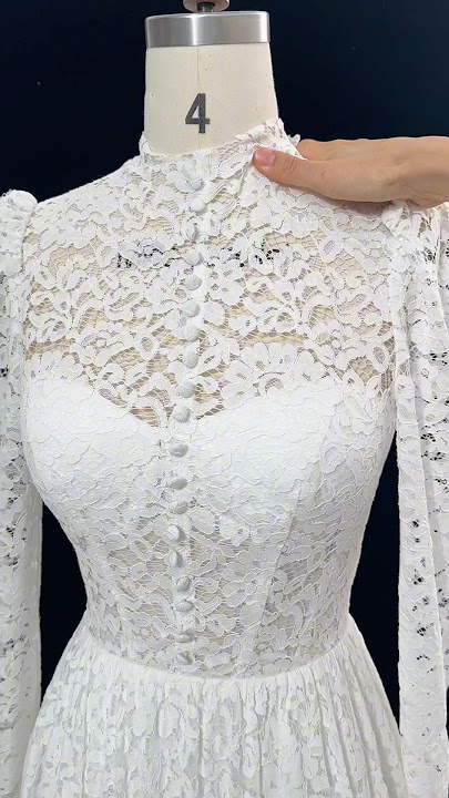 Corset high neck long sleeves lace wedding dress #dress #gown #wedding #dressmaking #fashion #prom
