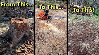 Removing Large Tree Stumps With a Chainsaw