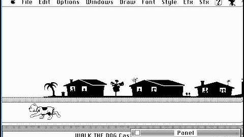 MacroMind VideoWorks for System 7.5.5 under Mini vMac - Walk The Dog demo