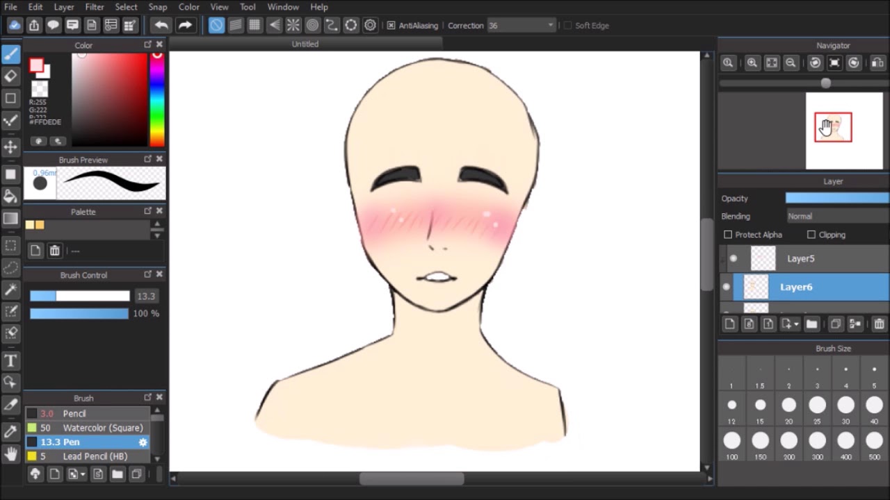 anime blush drawing