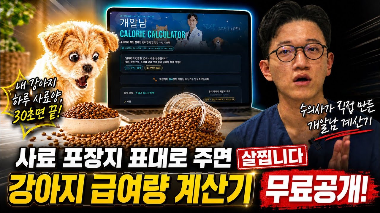 사료 포장지 표대로 주면 살찝니다. 강아지 급여량 계산기 무료 공개!