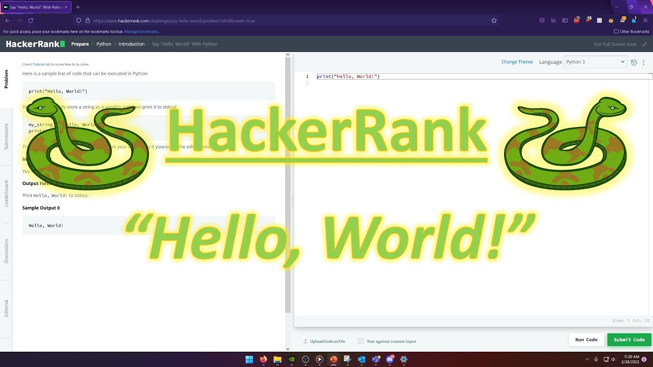 HackerRank (Python): "Hello, World!" - YouTube