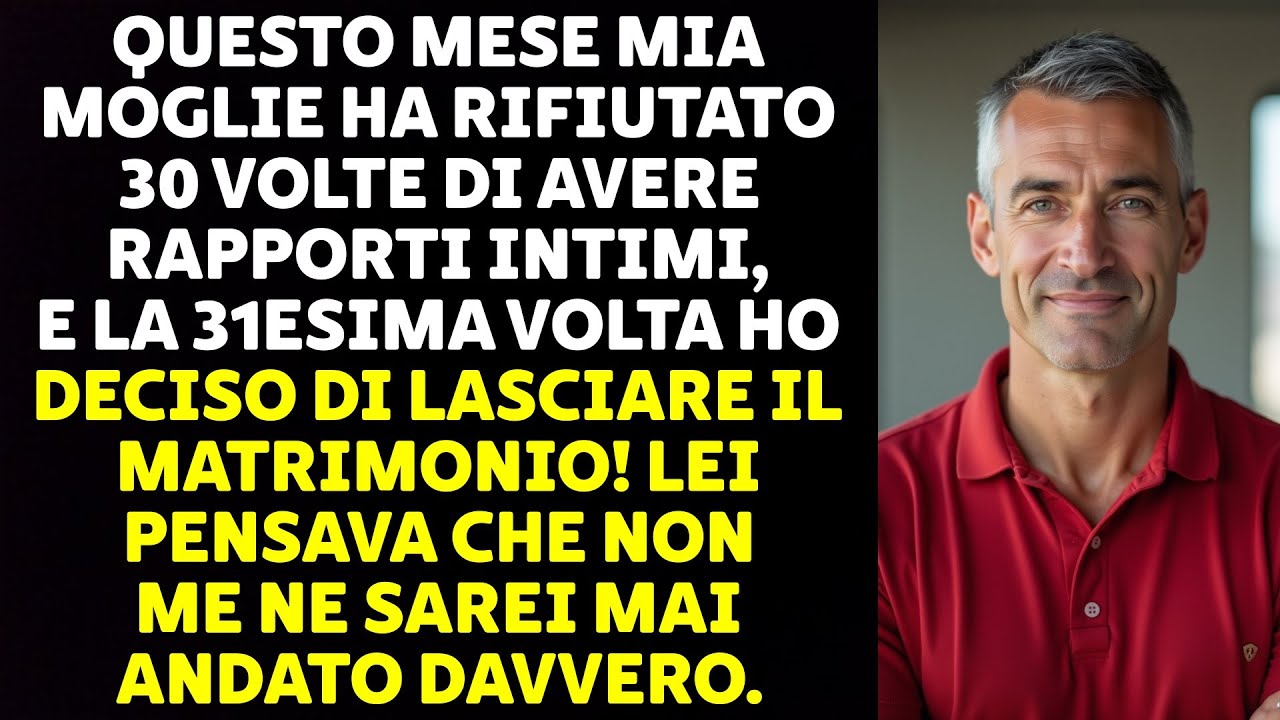 Mia moglie mi ha respinto a letto trenta volte in un mese. Trenta. E io, come uno sfigato, ho iniziato a segnarle tutte sull'app del telefono, convinto di essere io il problema. Poi un sabato...