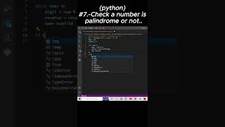 Check whether a number is palindrome or not #python #yearlycode #learnpython #pythonforbeginners