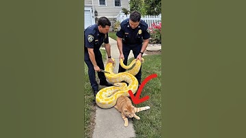 Unbelievable! Police Pull Cat From Deadly Python’s Grip 🐱🐍 #CatRescue #PythonAttack #ViralShorts