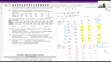 Correlation - Concurrent deviation method | MCQ solved | CA GAURAV CHOPRA