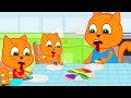 Familia de Gatos - Mueca De Pizza Arcoiris Dibujos Animados Para Niños