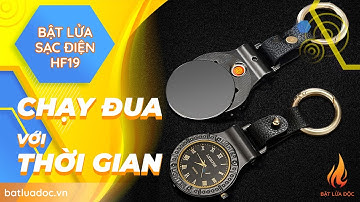Bật Lửa Hộp Quẹt Sạc Điện HF19 Kiêm Đồng Hồ Móc Khóa Đa Năng Sang Trọng