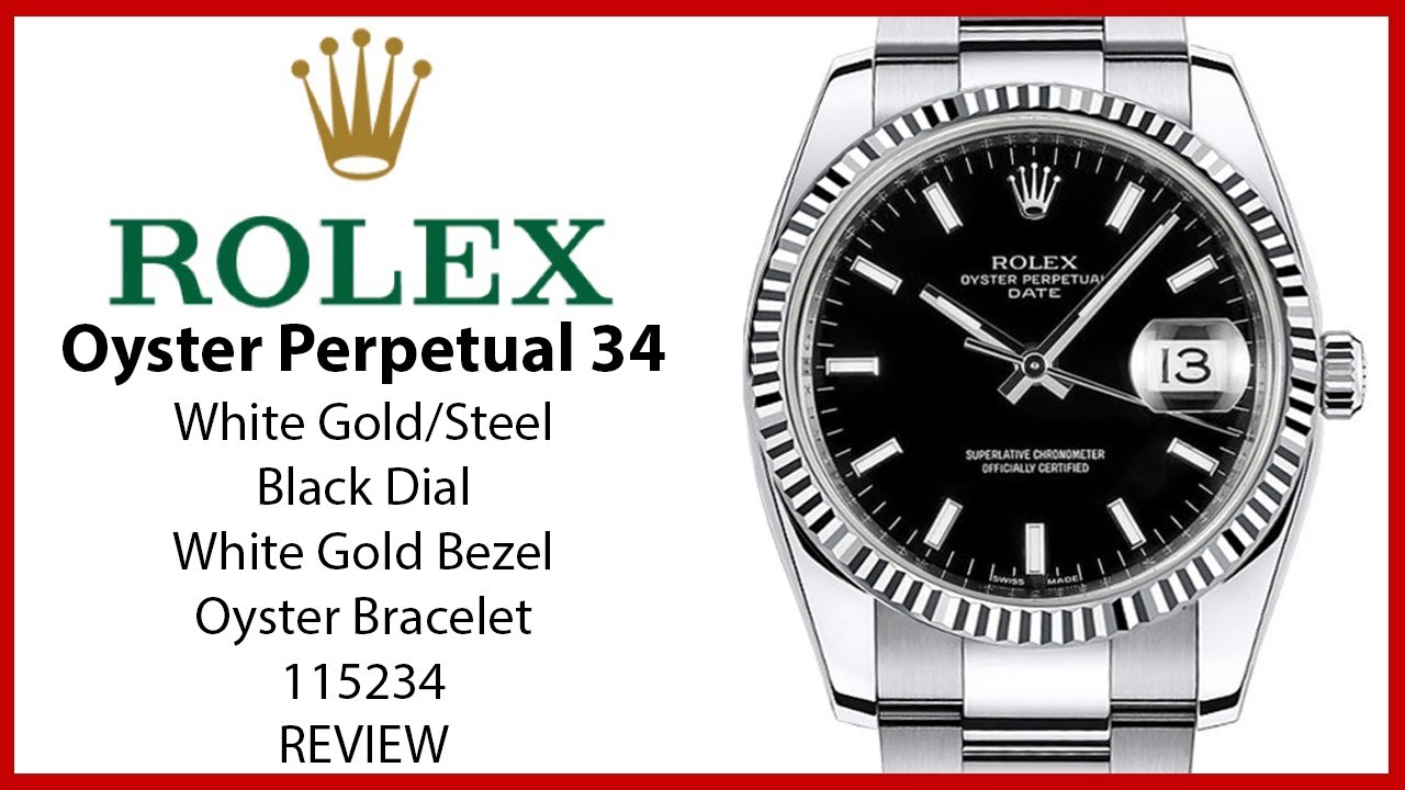 ▷Rolex Oyster Perpetual 34 White Gold/Steel Black Dial