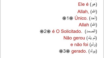 ترجمة سورة الإخلاص للبرتغالي .سورة الإخلاص برتغالي Tradução da Surah Al-Ikhlas para o português