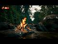 🌿 Spring Campfire 🔥 Forest River Ambience (No Music)