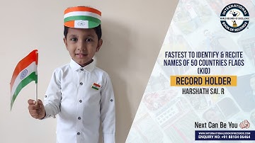 FASTEST TO IDENTIFY & RECITE NAMES OF 50 COUNTRIES FLAGS (KID)
