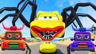 Epic Escape From The Lightning McQueen Spider Eater & Car Cartoons Eater | McQueen VS McQueen
