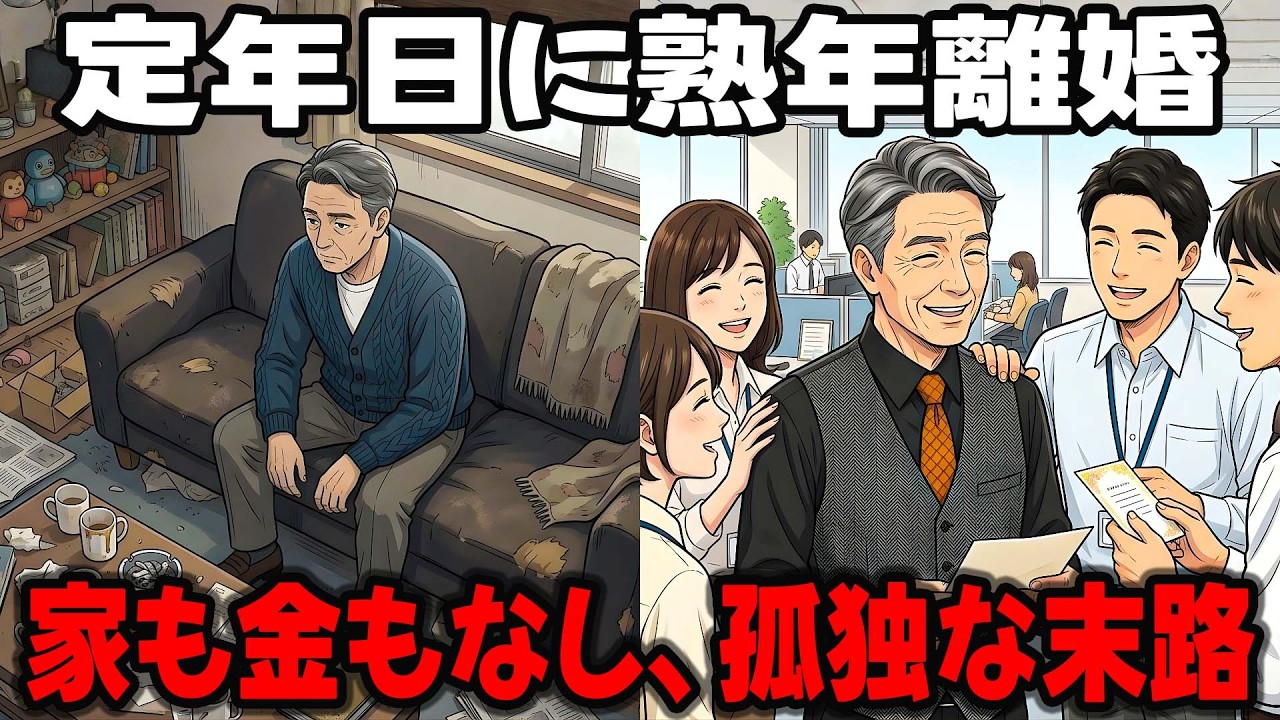【漫画】定年退職の日に妻から「熟年離婚」を突きつけられた男→退職金を半分奪われ、自炊もできずゴミ屋敷に住む末路。