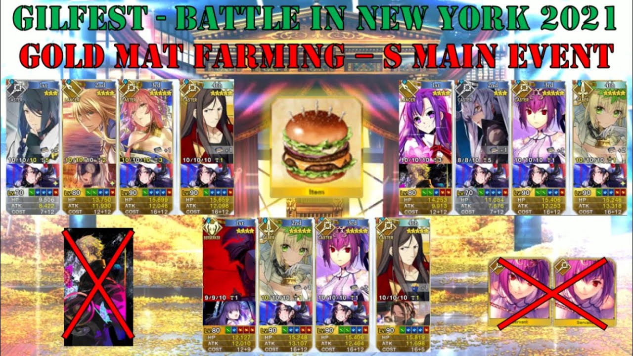 FGO NA - Gilfest Battle in New York 2021 - GOLD MAT 3T farming guide (S MAIN BATTLE)