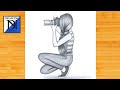 How to draw a sitting girl photography  pencil sketch for beginner  drawing tutorial  drawing