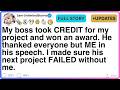 My boss took CREDIT for my project and won an award. He thanked everyone but ME [FULL STORY]