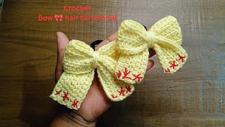 Lovely  Crochet Bow Hair Tie Crochet Tutorial  Updated Crochet Bow Tutorial @Amongkonyak-x3x 