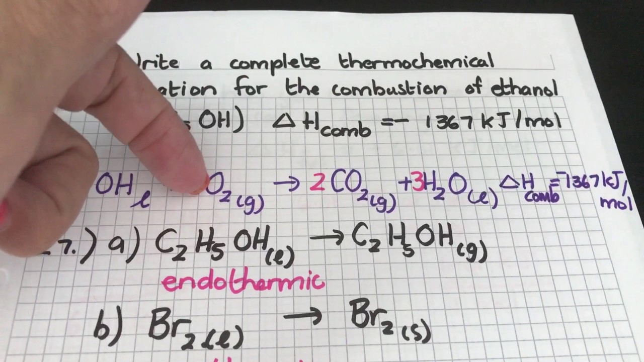 Thermochemical equations for combustion reactions