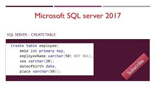 KITE-Example create table in Microsoft SQL Server 2017