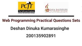 Web Programming Practical Question Part 19  (1st Year 1st Semester)