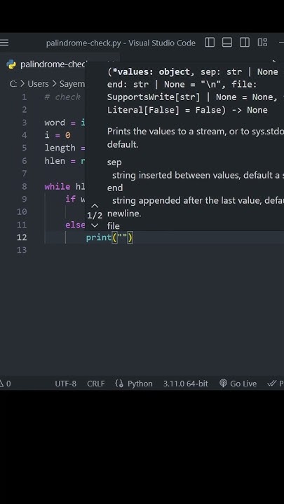 Check Palindrome without reversing the string (Python) - YouTube