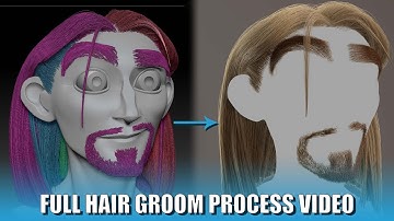 Cartoon character Full Hair Groom Fibermesh to (Xgen PREV VIDEO)