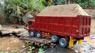 PERDANA🔥UJI COBA DAM TRUK HINO 500 TRINTON BERMUATAN FULL PASIR versi miniatur truk rc