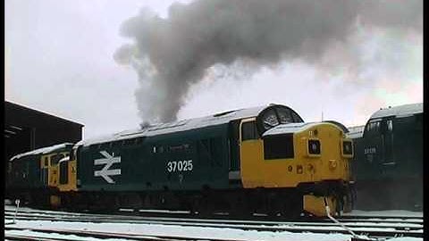 COLD START 37025 Flaming locomotive.