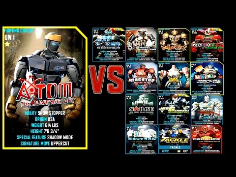 Real Steel WRB FINAL ATOM VS ALL ROBOTS UW II Series of fights NEW ROBOT (Живая Сталь)