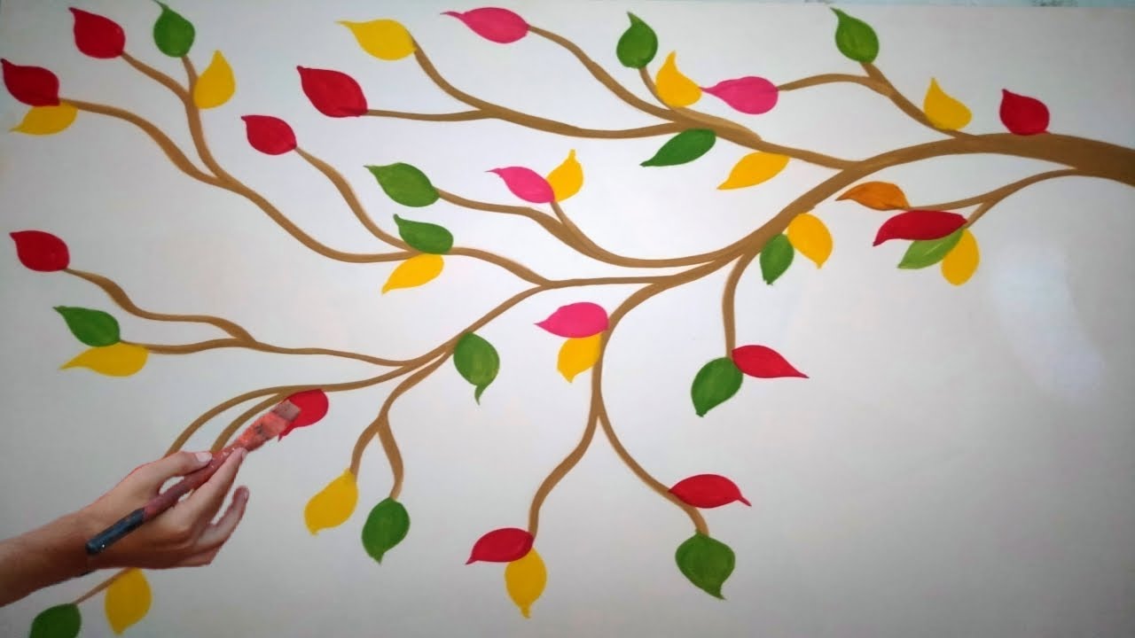Tree Wall painting on bedroom wall 2020 - YouTube