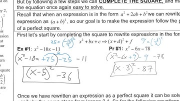 IM2 3.4 Solve by Completing the Square