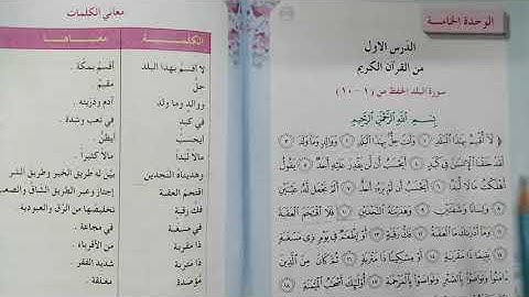 سورة البلد تكرار مع المعاني للصف الخامس الابتدائي