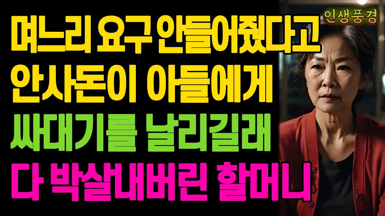 며느리 요구 안들어줬다고 안사돈이 아들에게 싸대기를 날리길래 다 박살내버린 할머니 노년의 삶의 지혜 행복한 노후생활 부모자식갈등 사연 이야기 오디오북