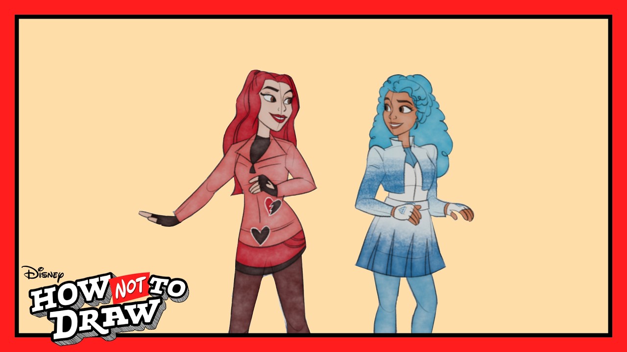 Descendants' Red and Chloe Cartoon Comes to Life! 😍✏️ | How Not To Draw | Disney Channel