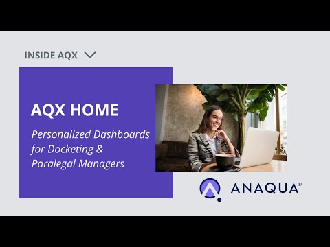 AQX Home - Personalized Dashboards for Docketing & Paralegal Managers - video from Anaqua